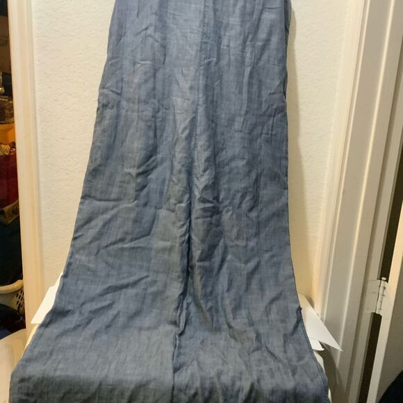 Trina Turk M Palo Alto Linen Lyocell Chambray Look V Neck Zip Jumpsuit *No Belt - Picture 7 of 9